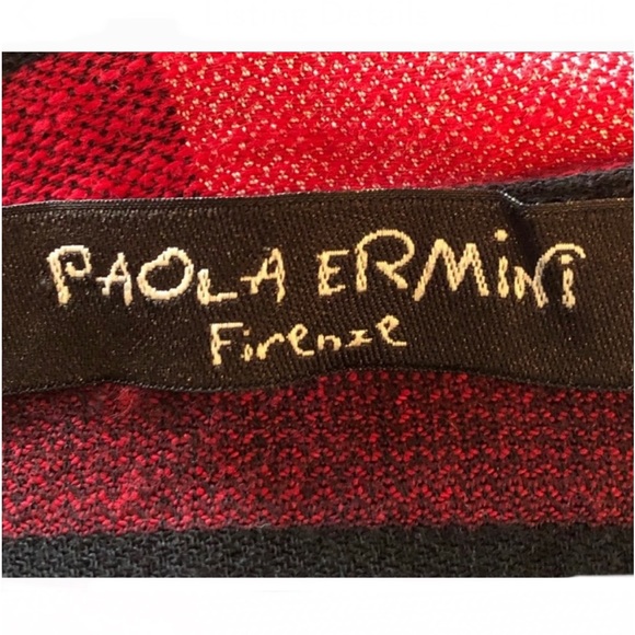 Paola Ermini pullover sleevesless red black plaid pattern peplum top size large - Picture 6 of 8
